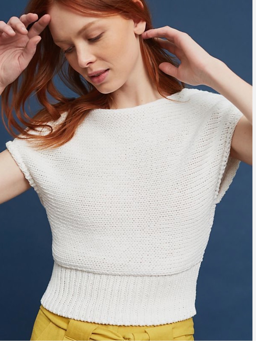 Anthropologie Moth Small Cream Knit Sweater eurosummer Fisherman Cotton Chunky